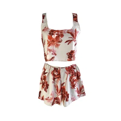 Chillax Neutrals Sunset Crop Top- Short Set In Brown