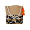 Chillax Neutrals / Yellow / Orange Palm Handmade Jute Beach Bag - For Women And Men In Yellow/orange
