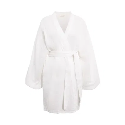 Chillax Women's Alice Cotton White Kimono Robe