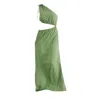 Shop Chillax Women's Always The Muse Green One Shoulder Maxi Dress