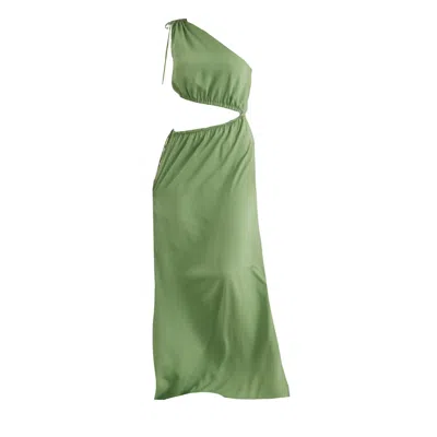 Chillax Women's Always The Muse Green One Shoulder Maxi Dress