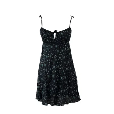 Chillax Women's Black / Green Full Of Love Floral Black Dress In Black/green