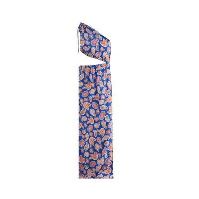 Chillax Women's Blue / Pink / Purple Always The Muse Paisley One Shoulder Dress