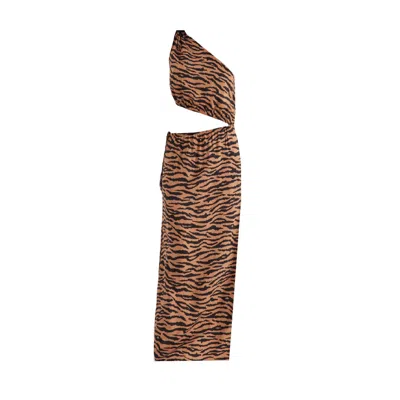 Chillax Women's Brown / Black Always The Muse Animal Print Maxi Dress In Brown/black