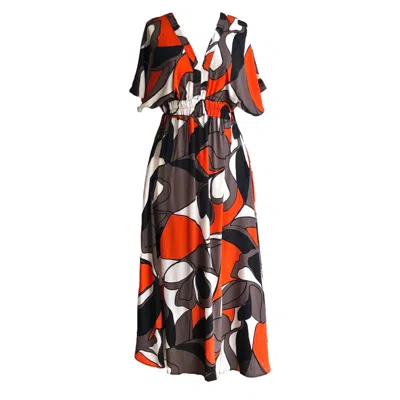 Chillax Women's Colorblock Midi Dress With Sleeves In Multi