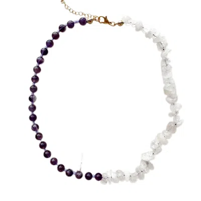 Chillax Women's Gold / Pink / Purple Chill Amethyst Quartz Necklace In Multi