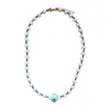 Chillax Women's Gold / White / Blue Chill Moon Evil Eye Necklace