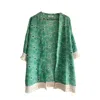 Chillax Women's Green Posy Fringe Kimono In Green