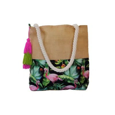Chillax Women's Neutrals Flamingo Beach Bag In Brown