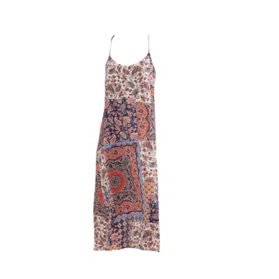 Chillax Women's Blue / White Paisley Boho Beach Midi Dress In Multi