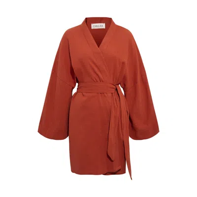 Chillax Women's Red Alice Organic Cotton Kimono - Brick
