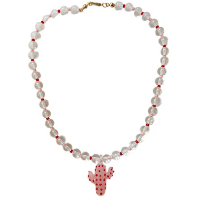Chillax Women's Red / Gold Cactus Bubble Sheer Beads Necklace - Limited In Multi