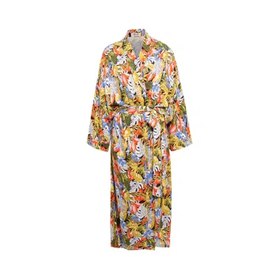 Chillax Women's Green / Red Sassari Kimono Robe In Multi