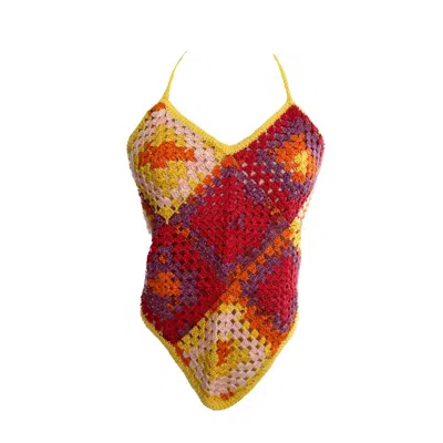 Chillax Women's Sun And Chill Colorful Crochet Top In Multi