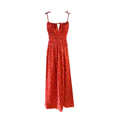 Chillax Women's Sunshine Red Rose Romantic Tie-detail Dress