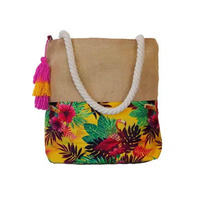 Chillax Women's Tropical Jute Beach Bag In Pattern