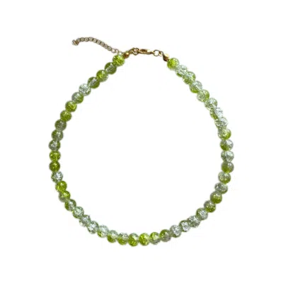 Chillax Women's White / Gold / Green Green Sparkly Bubble Necklace In Multi