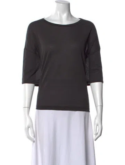 Pre-owned Chimala Crew Neck Three-quarter Sleeve Top In Gray