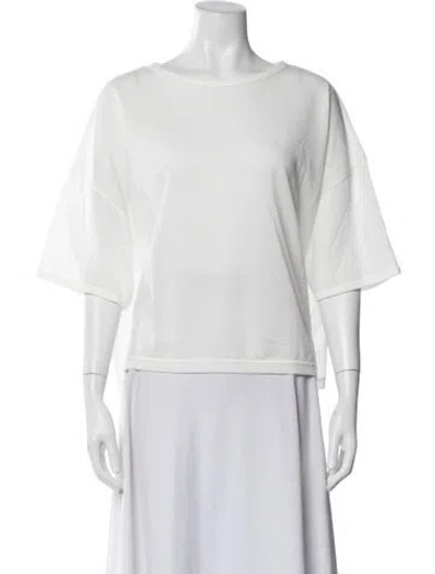 Pre-owned Chimala Crew Neck Three-quarter Sleeve Top In White