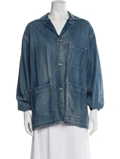 Pre-owned Chimala Long Sleeve Button-up Top In Blue