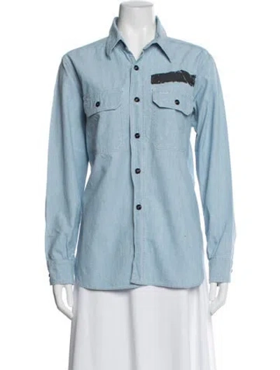 Pre-owned Chimala Long Sleeve Button-up Top In Blue