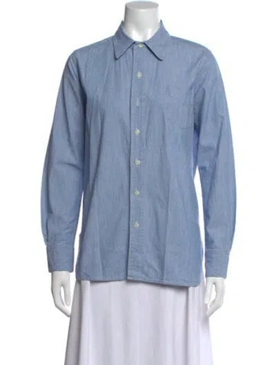 Pre-owned Chimala Long Sleeve Button-up Top In Blue