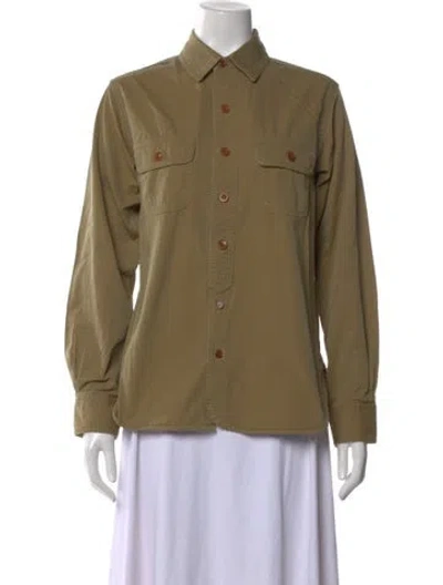 Pre-owned Chimala Long Sleeve Button-up Top In Green