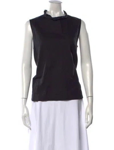 Pre-owned Chimala Mock Neck Sleeveless Top In Black