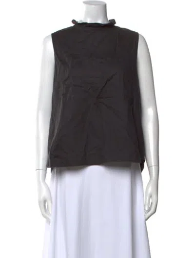 Pre-owned Chimala Mock Neck Sleeveless Top In Grey