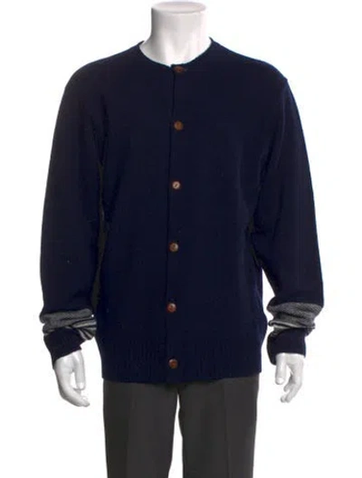 Pre-owned Chimala Wool Crew Neck Cardigan In Blue