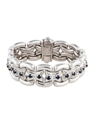 Pre-owned Chimento 18k 4.81ct Sapphire & Diamond Link Bracelet, 7" In Multicolor