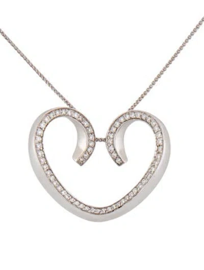 Pre-owned Chimento 18k Diamond Heart Pendant Necklace, 17" In Multi
