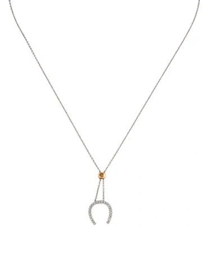 Pre-owned Chimento 18k Diamond Horseshoe Pendant Necklace, 16.5" In Multi