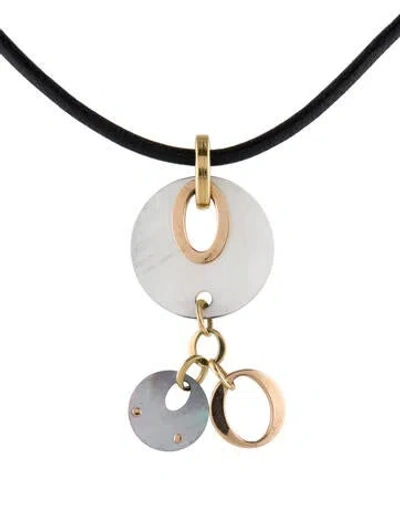 Pre-owned Chimento 18k Mother Of Pearl Leather Pendant Necklace In Multi