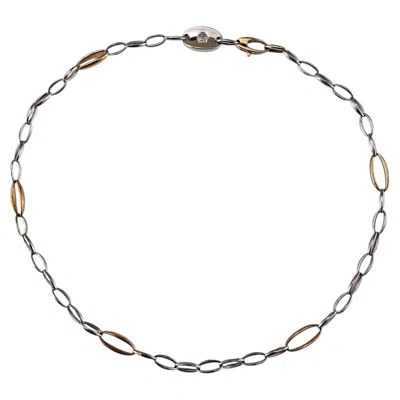 Pre-owned Chimento 18k Rose & White Gold Link Necklace 16" #25070