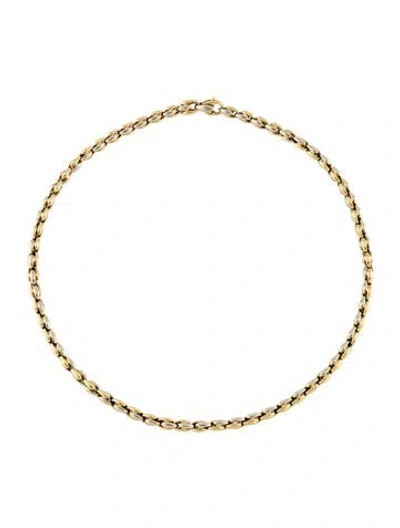 Pre-owned Chimento 18k Two-tone Bean Chain Necklace, 17" In Multi