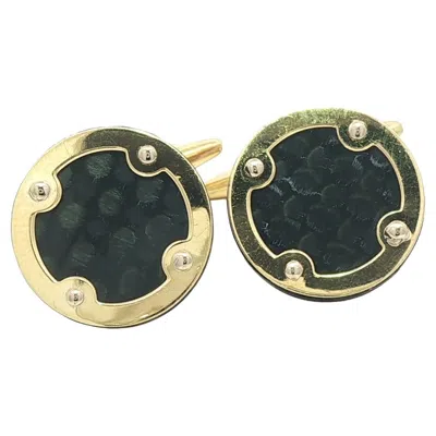 Pre-owned Chimento 18k Yellow Gold Black Carbon Fiber Swivel Back Cufflinks