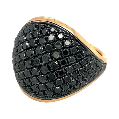 Pre-owned Chimento 18kt Rose Gold, 4.49ct. Black Diamond Luna Ring In Red