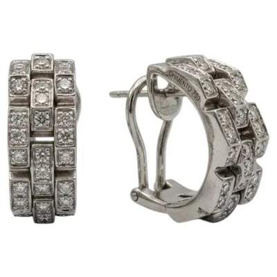 Pre-owned Chimento Diamond And 18k White Gold Double Hoop Earrings