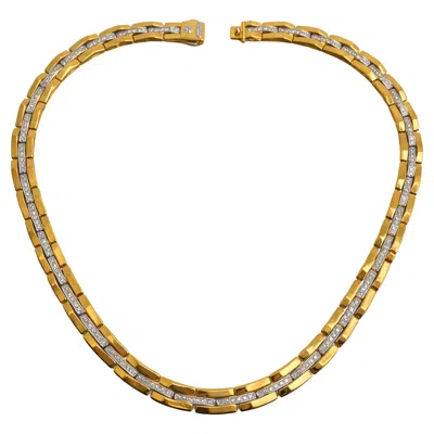 Pre-owned Chimento Diamond Choker Necklace 18k Yellow & White Gold