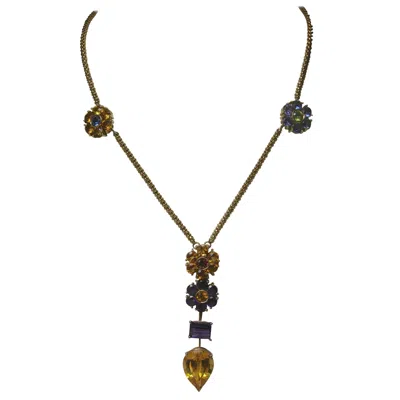 Pre-owned Chimento Flower Necklace Citrine Tanzanite Amethyst Peridot 18 Karat Gold Modern In Purple