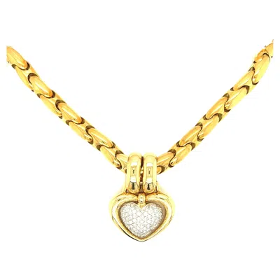 Pre-owned Chimento Heart Pendant Link Chain Necklace 18k Yellow Gold