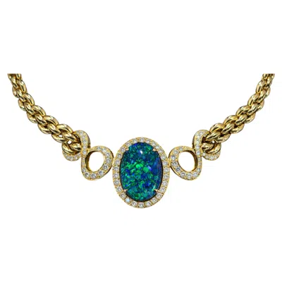 Pre-owned Chimento Opal Diamond Pendant Necklace 18k Yellow Gold