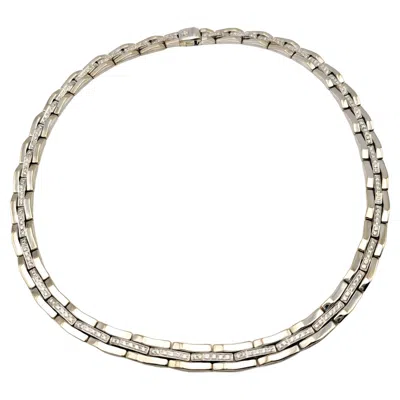 Pre-owned Chimento Pavé Diamond Elongated Link Collar Necklace In 18 Karat White Gold
