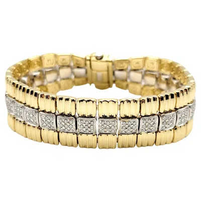 Pre-owned Chimento Pavé Diamond Square Link Multi Row Bracelet In Two-tone 18 Karat Gold