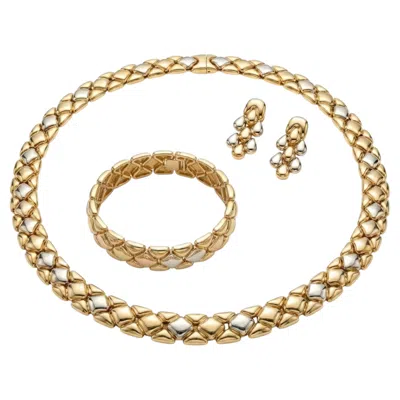 Pre-owned Chimento Tri-color 18k Gold Necklace Bracelet And Earrings Parure Set In Multi