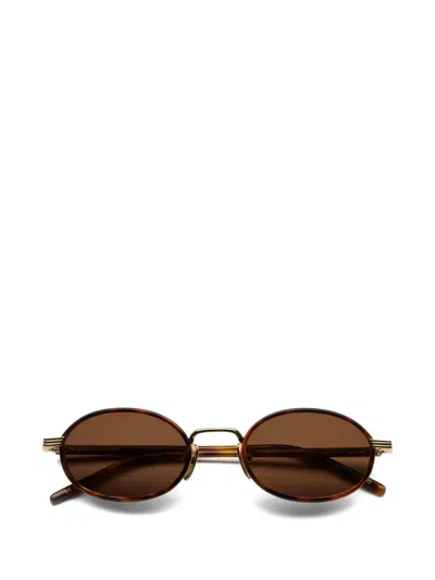 Chimi Lea Tortoiseshell-effect Oval-frame Sunglasses In Brown