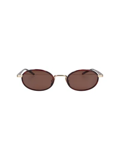 Chimi Unisex Acetate Sunglasses With Sleek Round Frame In Brown