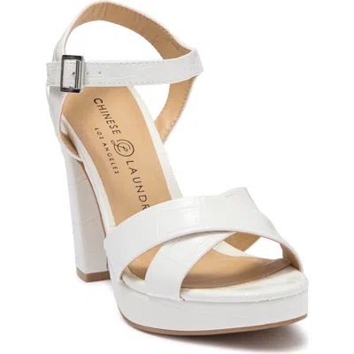 Chinese Laundry Addy Croc-embossed Platform Sandal In White