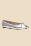 Chinese Laundry Audrey Ballet Leather Flat In Metallic Silver